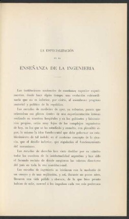 La especialización en la enseñanza de la ingeniería