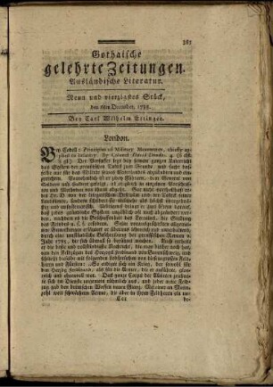 Neun und vierzigstes Stück, den 6ten December, 1788.