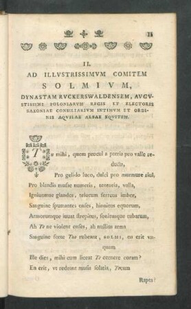 II. Ad Illvstrissimvm Comitem Solmivm, ...