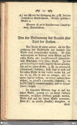 Von der Bestimmung des Accents oder Tons der Sylben