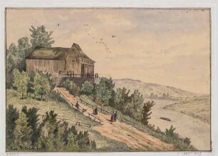 Der Ausflugsgasthof Saloppe am rechten Elbufer zwischen Loschwitz und Dresden im Zustand als Bretterbude