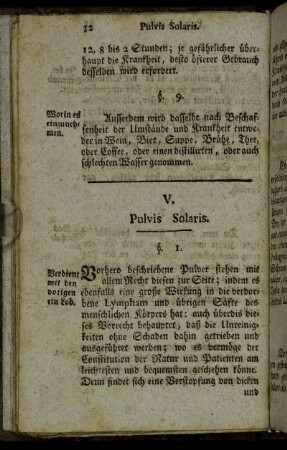 V. Pulvis Solaris.