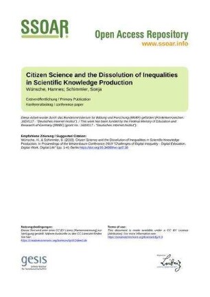 Citizen Science and the Dissolution of Inequalities in Scientific Knowledge Production