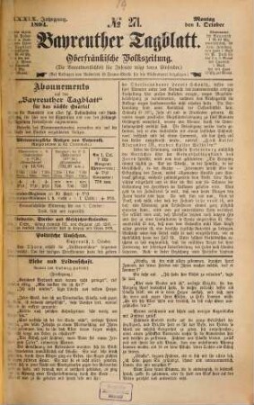 Bayreuther Tagblatt : Oberfränkische Volkszeitung. 1894,10/12 = Jg. 39
