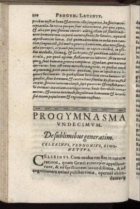 Progymnasma Undecimum. De sublimibus generatim.