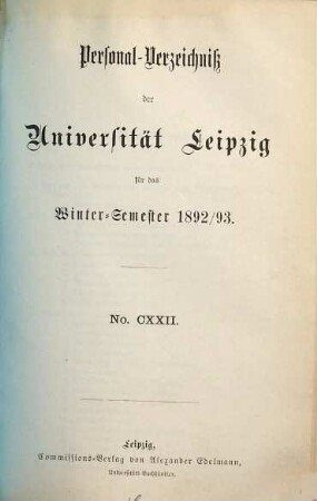 Personalverzeichnis. 1892/93, WS = Nr. 122