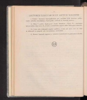 Lectores Lingvarvm Et Artivm Magistri