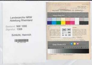 Entnazifizierung Heinrich Schlicht, geb. 19.11.1894 (Verw.Angest.)