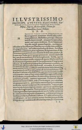 Illustrissimo Principi, Agusto, Electori, Saxoniae Duci…