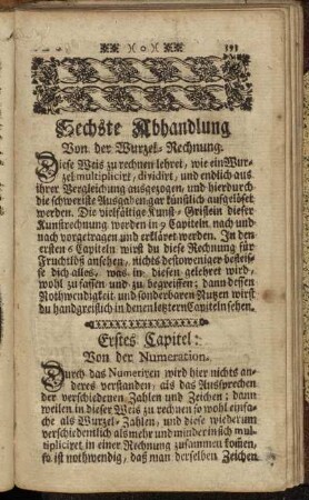 Erstes Capitel: Von der Numeration.
