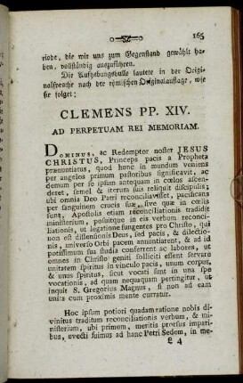 Clemens PP. XIV. Ad Perpetuam Rei Memoriam.