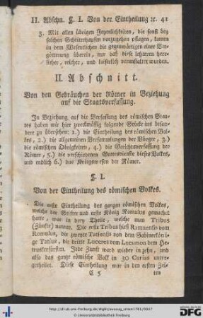 I. Von der Eintheilung des römischen Volkes.