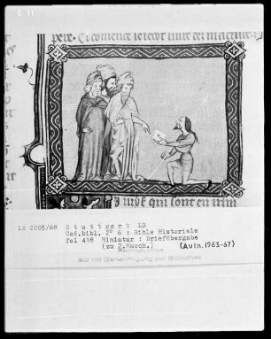 Bible Historiale — Briefübergabe, Folio 418recto