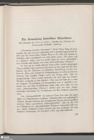 Die Sammlung heimischer Altertümer