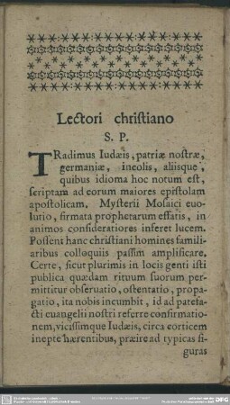 Lectori christiano S. P.
