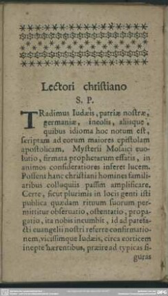 Lectori christiano S. P.