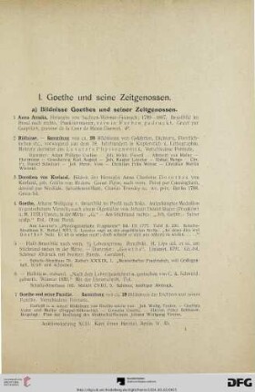 I. Goethe und seine Zeitgenossen (Nr. 1-51)