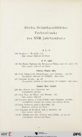 Stiche, Schabkunstblätter, Farbendrucke des XVIII. Jahrhunderts (Nr. 484-881)