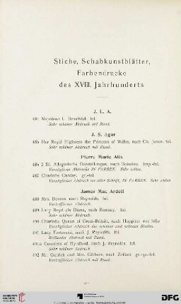 Stiche, Schabkunstblätter, Farbendrucke des XVIII. Jahrhunderts (Nr. 484-881)