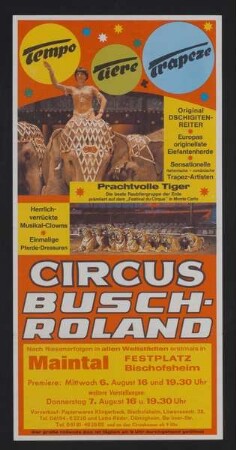 Circus Busch-Roland - „Tempo, Tiere und Trapeze“, Maintal, ohne Jahr