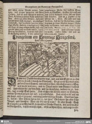 [Evangelium und Epistel am Sonntage Sexagesimae]