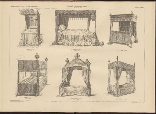 Stoffbett I. Zeltbaldachin. Viereckig. (15tes bis 18tes Jahrh.)