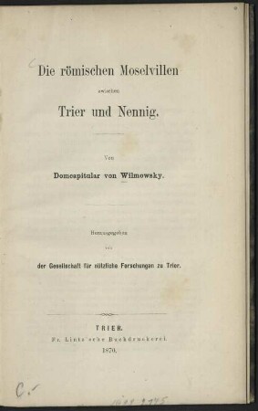 Die römischen Moselvillen zwischen Trier und Nennig