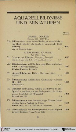 Aquarellbildnisse und Miniaturen (Nr. 230-247)