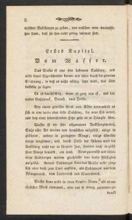 Erster Abschnitt. Erstes Kapitel. Vom Wasser