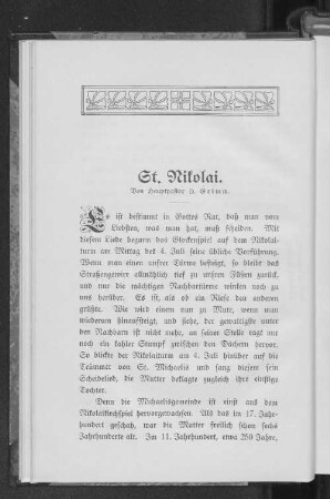 St. Nikolai. Von Hauptpastor D. Grimm.