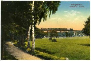 Königsbrück. Viadukt im Auental mit Eisenbahnzug