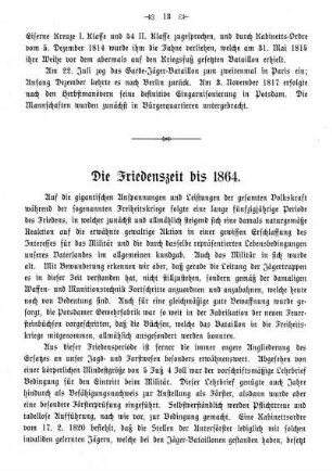 Die Friedenszeit bis 1864.