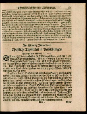 Am Sontag Invocavit. Christliche Tapfferkeit in Versuchungen