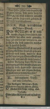 XL. Intonations-Versicul und Collecten