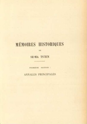 Première Section : Annales principales