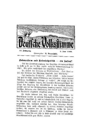 Bodenreform und Kolonialpolitik - ein Aufruf!