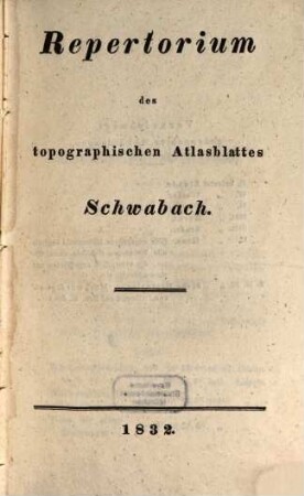 Repertorium des topographischen Atlasblattes Schwabach