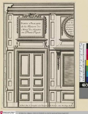 PORTE à PLACARD de la Maison de Mons.r le Maistre au Plessis Piquet
