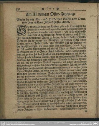 Am III. heiligen Oster-Feyertage