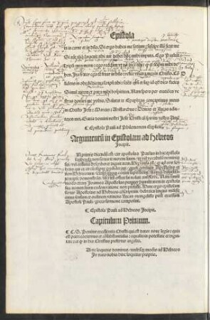 Epistola Pauli ad Hebreos Incipit.