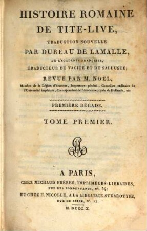 Histoire romaine de Tite-Live, 1. Première décade