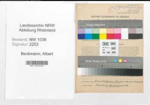 Entnazifizierung Albert Beckmann , geb. 14.10.1905 (Kaufmann)