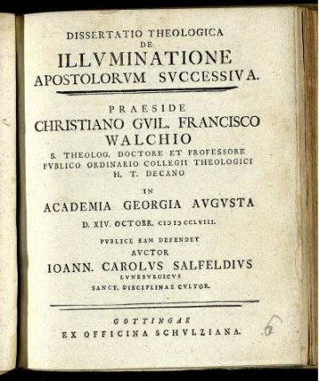 Dissertatio Theologica De Illuminatione Apostolorum Successiva