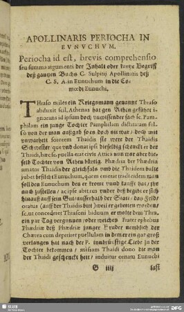 Apollinaris Periocha In Eunuchum