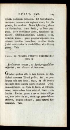 XXIII. C. Plinius Fabato Prosocero Suo S.