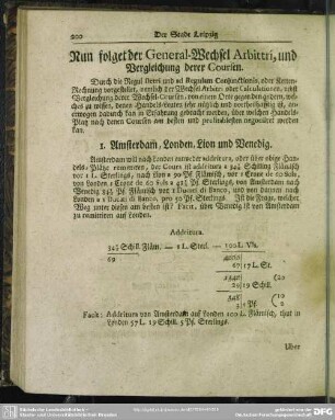 Nun folget der General-Wechsel Arbittri, und Vergleichung derer Coursen