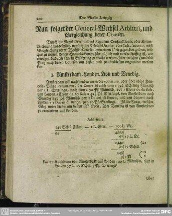 Nun folget der General-Wechsel Arbittri, und Vergleichung derer Coursen