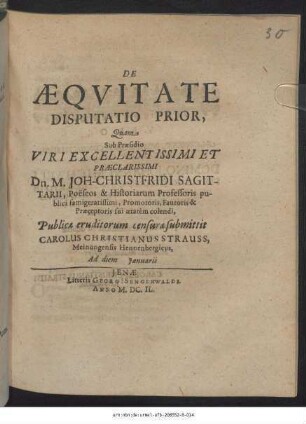 De Aequitate Disputatio Prior