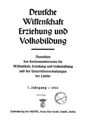 7: Deutsche Wissenschaft, Erziehung und Volksbildung - 7.1941