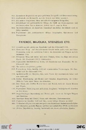 Fayencen, Majolika, Steinzeug etc. (Nr. 1017-1055)